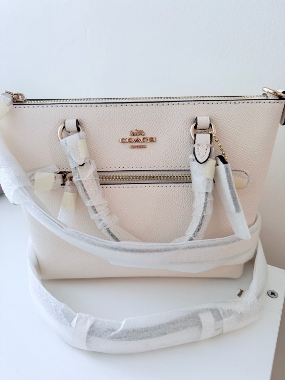Coach Cream Pebbled Leather Mini Satchel with Gold Hardware - Picture 4 of 5